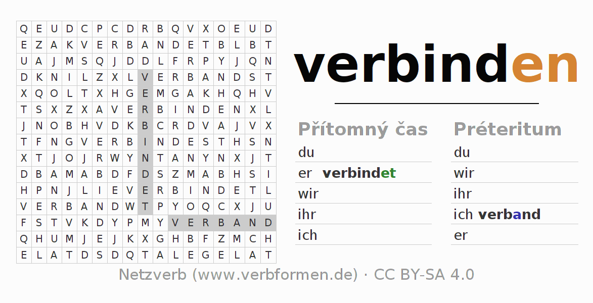Slovní hledačka na časování německého slovesa verbinden